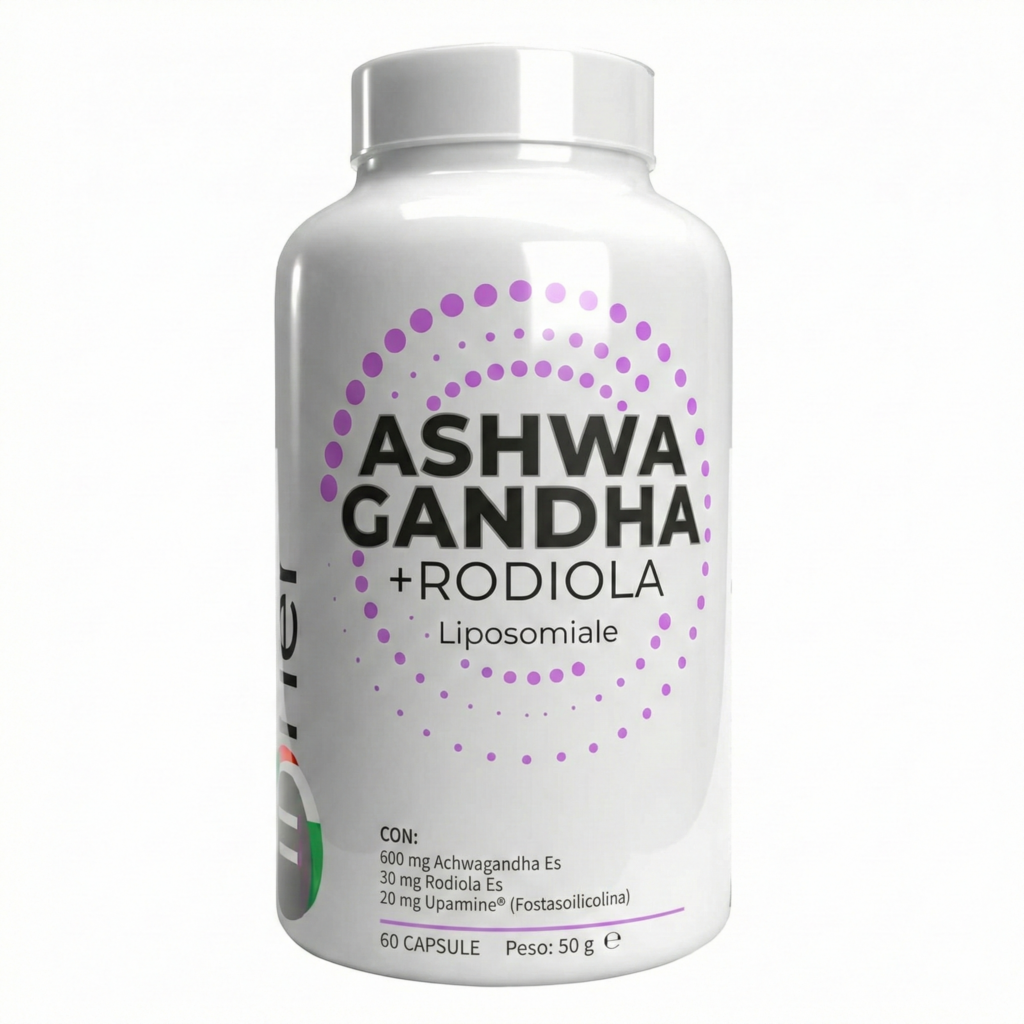 Integratore Ashwagandha e Rodiola liposomiale per abbassare i livelli di cortisolo e lo stress a 40 anni