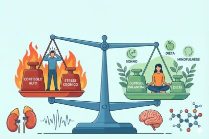 Infografica sul Cortisol Balancing: come gestire stress e cortisolo alto per mantenere il peso dopo la dieta.