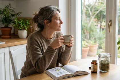 Donna di 40 anni in un momento di benessere consapevole durante la perimenopausa - Farmacosmo