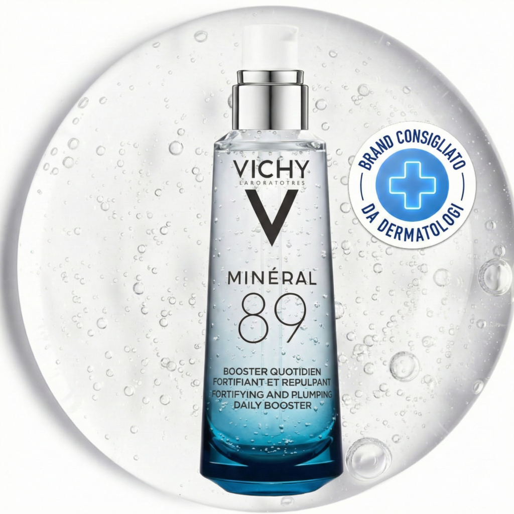 Vichy Minéral 89 siero viso rimpolpante con acido ialuronico e probiotici per pelle stressata da cortisolo